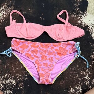 Roxy Pink and Purple Floral Bikini